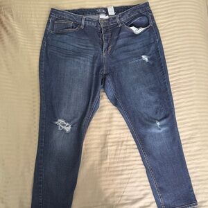 Time and Tru Dark Blue Distressed Skinny Jeans